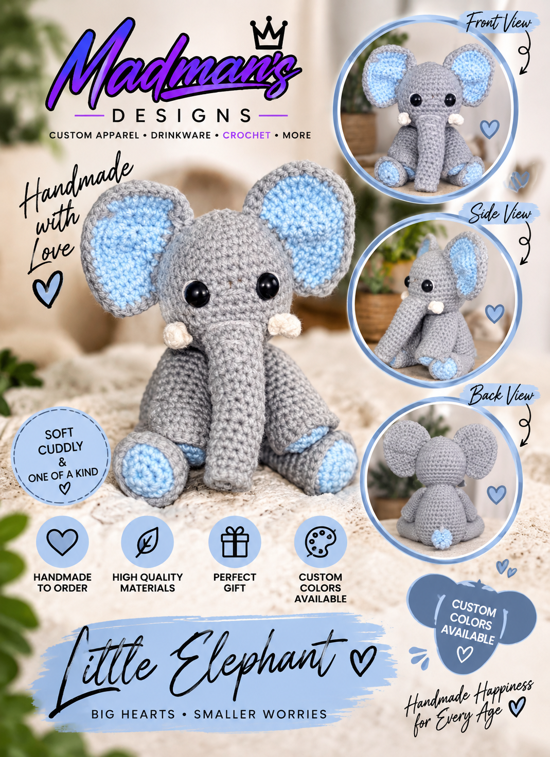 🐘 Handmade Crochet Elephant Plush
